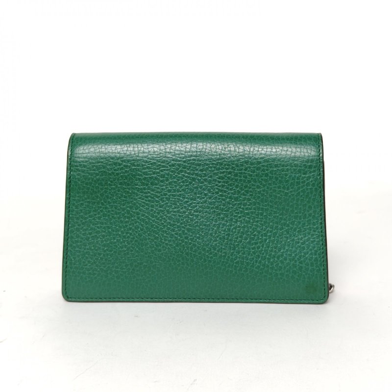 GUCCI Dionysus酒神超Mini16.5翡翠綠牛皮鑽扣肩背包-2