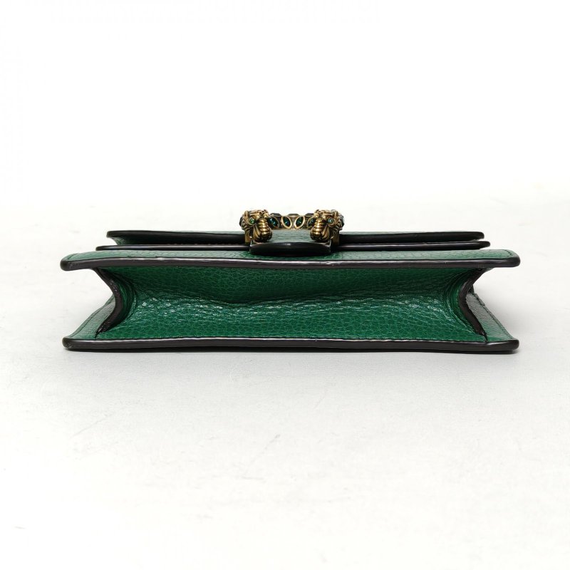 GUCCI Dionysus酒神超Mini16.5翡翠綠牛皮鑽扣肩背包-4