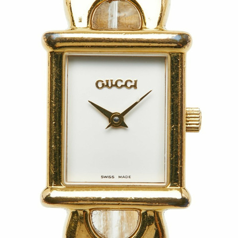 Gucci 女士 1800L 石英腕錶，附可更換錶帶，白色錶盤，不鏽鋼和皮革錶帶
