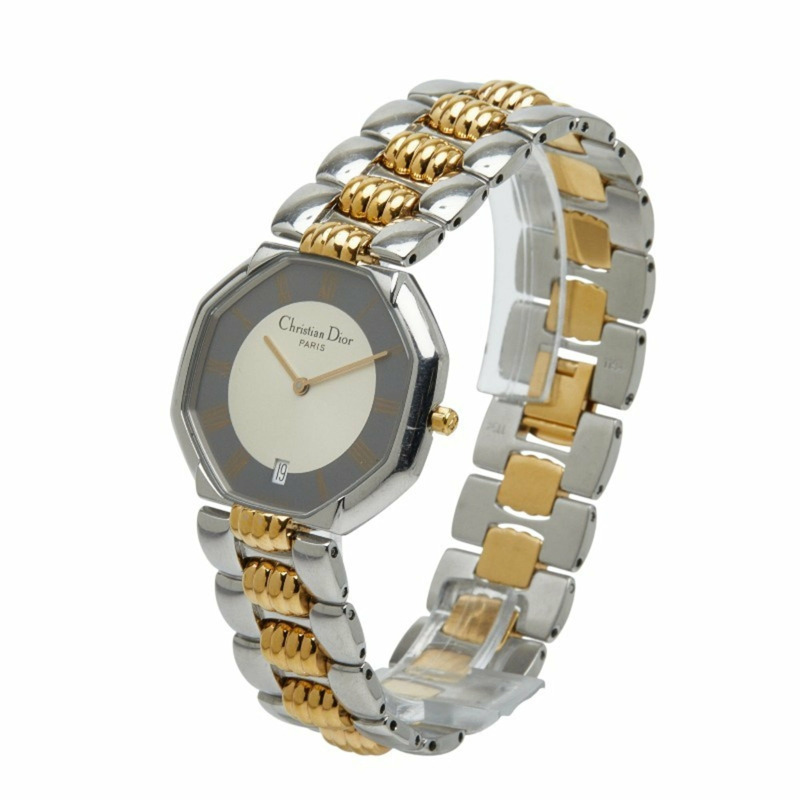 Dior 八角形腕錶 D45-204 石英錶 灰色錶盤 不鏽鋼鍍層 女士-1