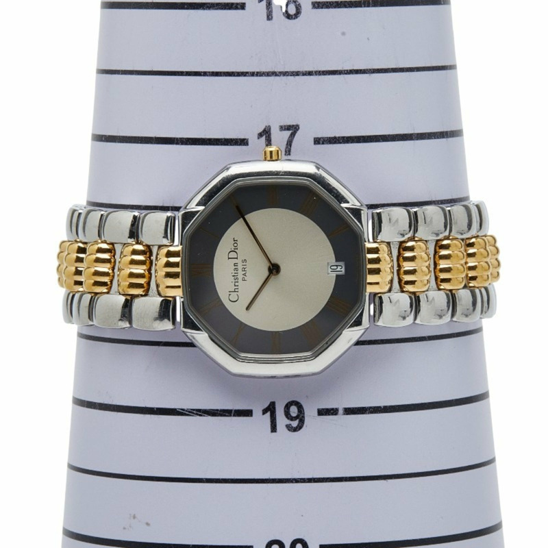 Dior 八角形腕錶 D45-204 石英錶 灰色錶盤 不鏽鋼鍍層 女士-6