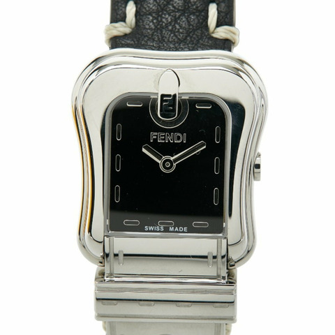 Fendi B-FENDI 女士腕錶 3800L 石英錶 黑色錶盤 不鏽鋼錶帶 皮革錶帶
