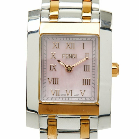 Fendi Horologi Classico 貝殼錶盤腕錶，7000L 石英機芯，粉紅色錶盤，不鏽鋼鍍層，女錶，FENDI