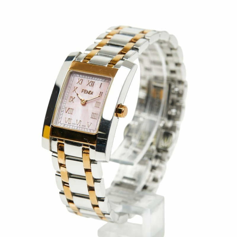 Fendi Horologi Classico 貝殼錶盤腕錶，7000L 石英機芯，粉紅色錶盤，不鏽鋼鍍層，女錶，FENDI-1