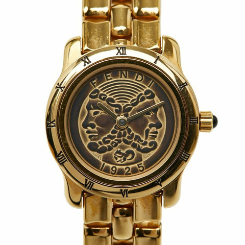 Fendi 女士 850L 石英腕錶，附可更換錶圈、黑色錶盤和不鏽鋼錶殼
