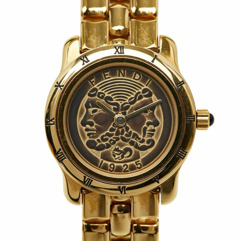 Fendi 女士 850L 石英腕錶，附可更換錶圈、黑色錶盤和不鏽鋼錶殼-0