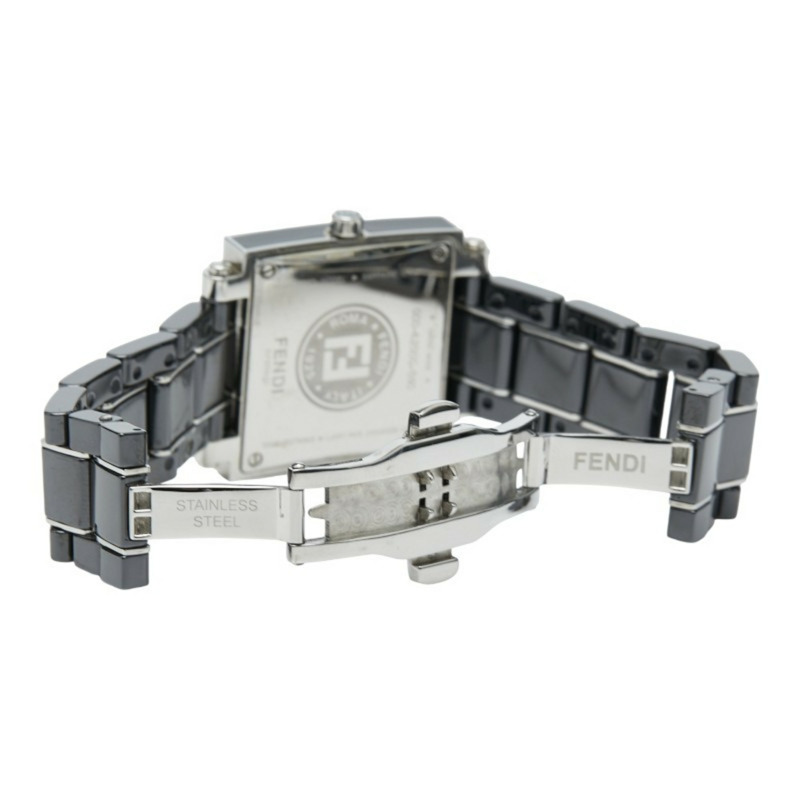 Fendi Quadro 6200G 石英腕錶，黑色錶盤，陶瓷錶殼，不鏽鋼錶帶，男款-2