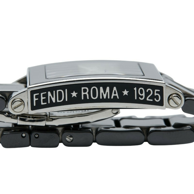 Fendi Quadro 6200G 石英腕錶，黑色錶盤，陶瓷錶殼，不鏽鋼錶帶，男款-5