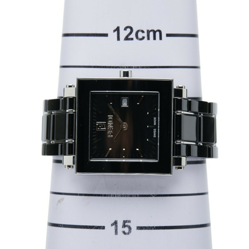 Fendi Quadro 6200G 石英腕錶，黑色錶盤，陶瓷錶殼，不鏽鋼錶帶，男款-11