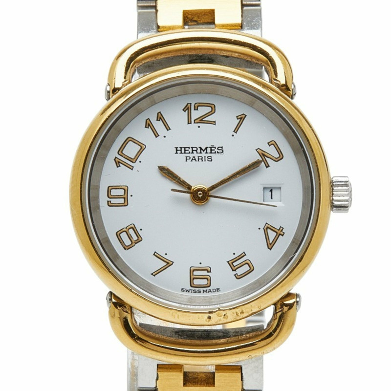 愛馬仕 Pullman 女士腕錶,石英機芯,白色錶盤,不銹鋼鍍層,愛馬仕-0