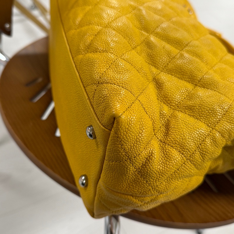 香奈兒 Chanel 2way hobo黃色 荔枝牛皮-3