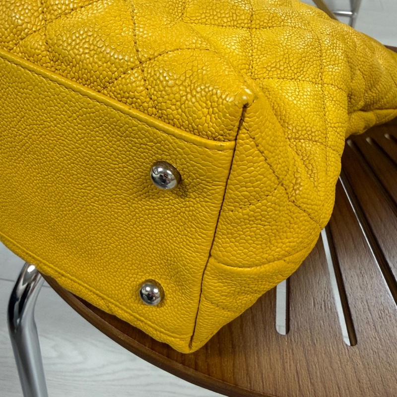 香奈兒 Chanel 2way hobo黃色 荔枝牛皮-6