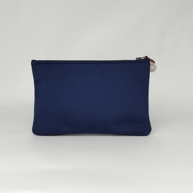 HERMES 藍色棉洗漱包肩背包-2