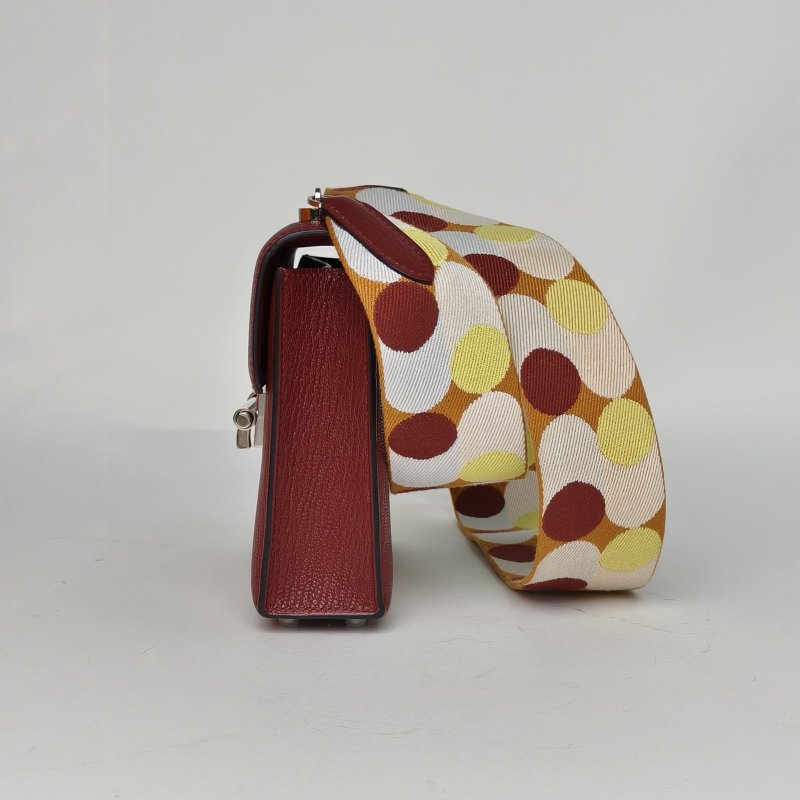 HERMES Verrou手槍包Mini1755愛馬仕紅Chevre山羊皮Z刻銀扣肩背包-1