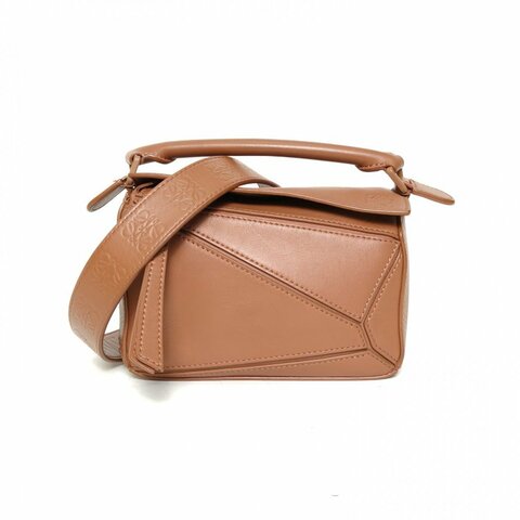 LOEWE Puzzle18幾何包迷你MINI棕色牛皮肩背包