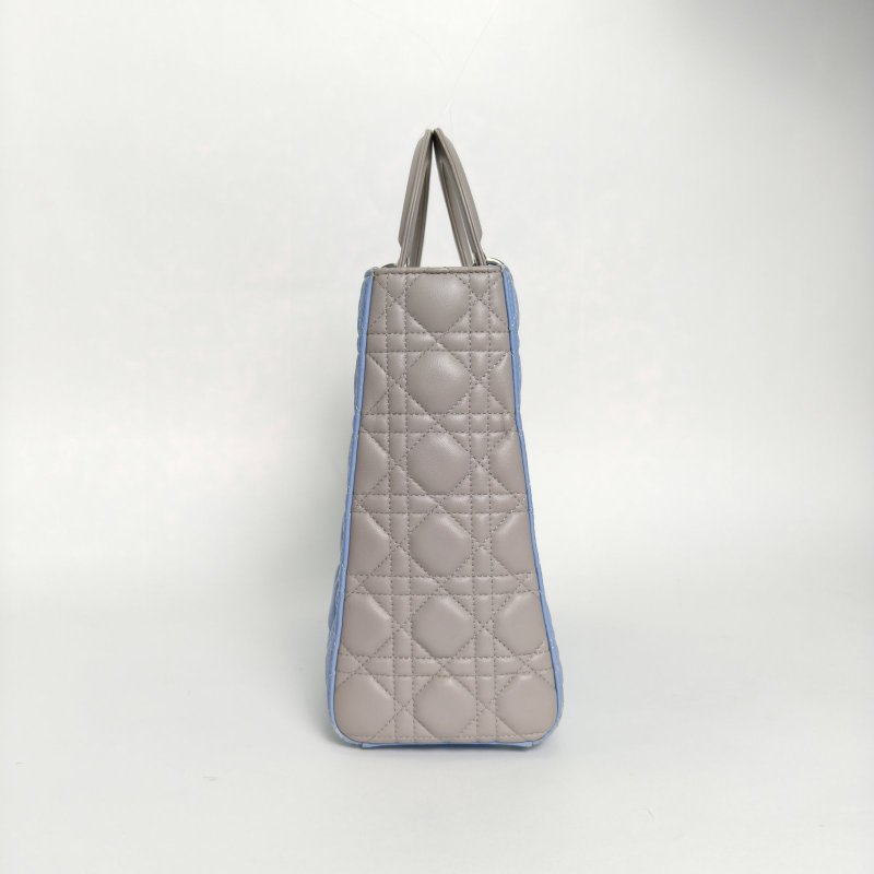 DIOR Lady戴妃包七格藍色羊皮銀扣2014拼色肩背包-1