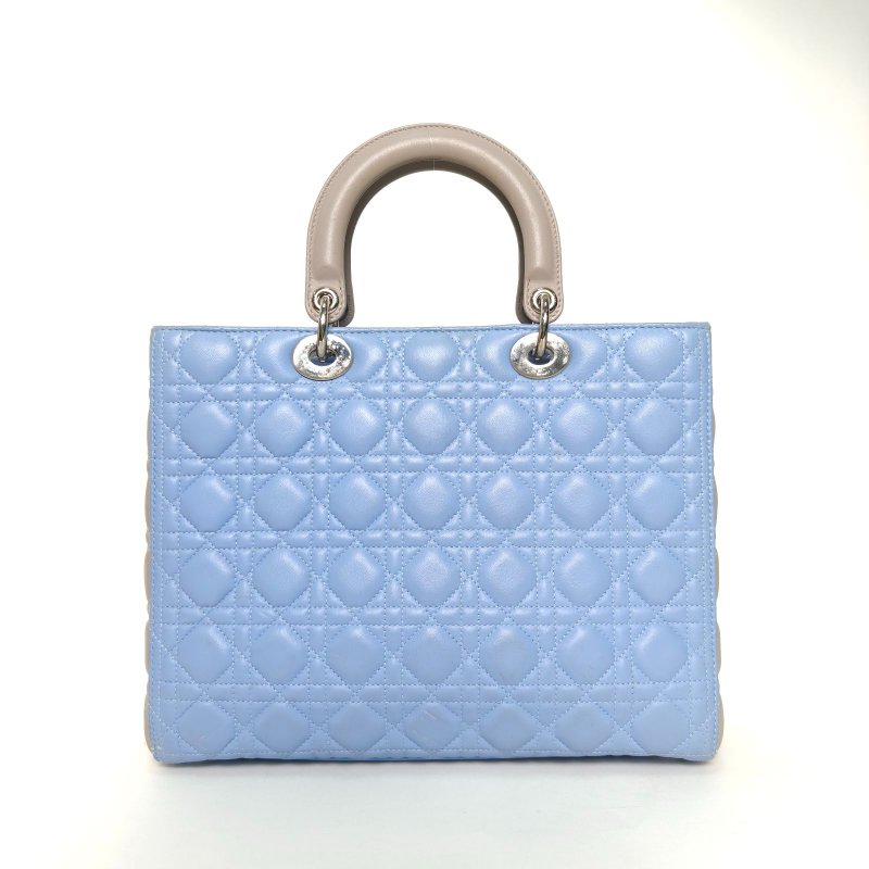 DIOR Lady戴妃包七格藍色羊皮銀扣2014拼色肩背包-2