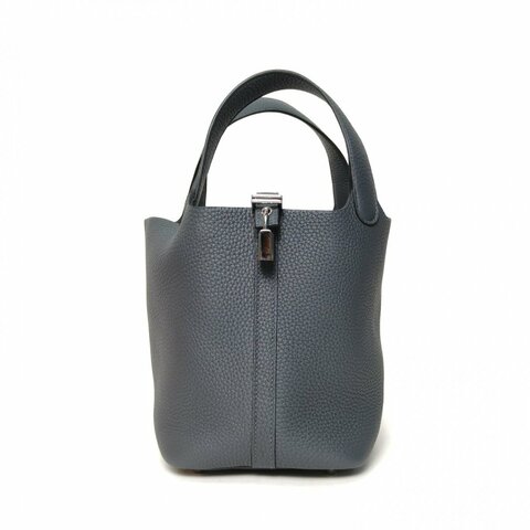 HERMES Picotin18菜籃子H0朦朧灰TC皮K2025銀扣肩背包