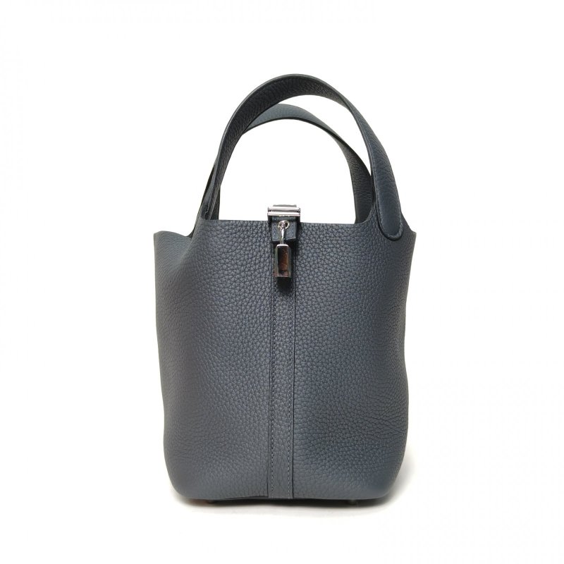 HERMES Picotin18菜籃子H0朦朧灰TC皮K2025銀扣肩背包-0