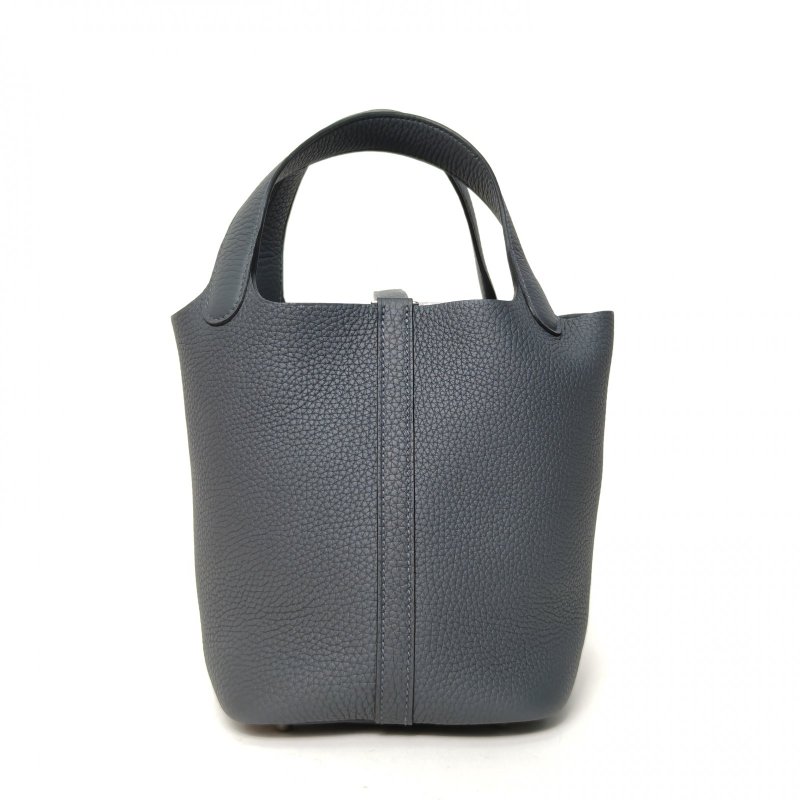 HERMES Picotin18菜籃子H0朦朧灰TC皮K2025銀扣肩背包-2