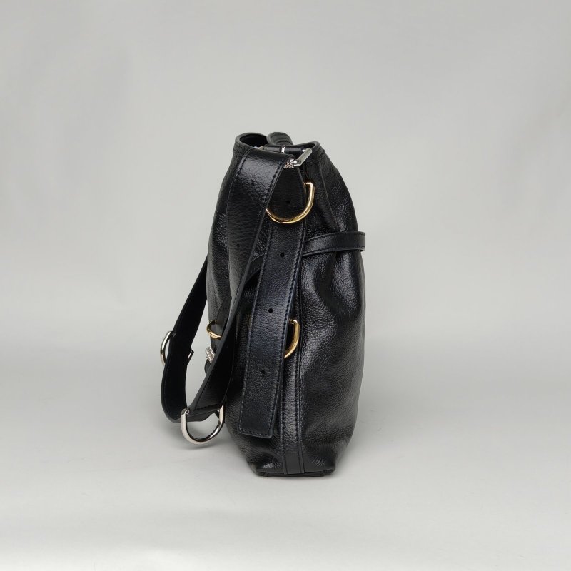 GIVENCHY VOYOU單肩包中號黑色牛皮金銀扣肩背包-1