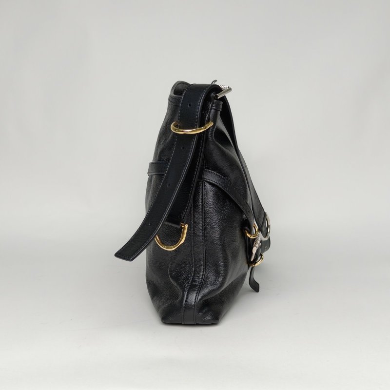 GIVENCHY VOYOU單肩包中號黑色牛皮金銀扣肩背包-3
