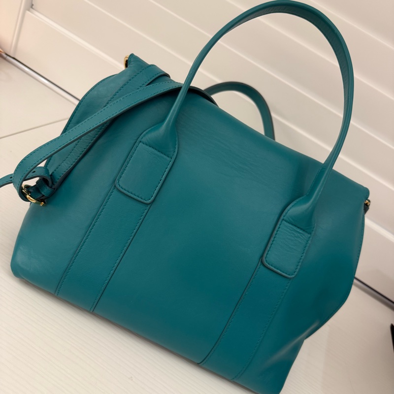 Salvatore Ferragamo孔雀綠手提肩揹兩用包-7