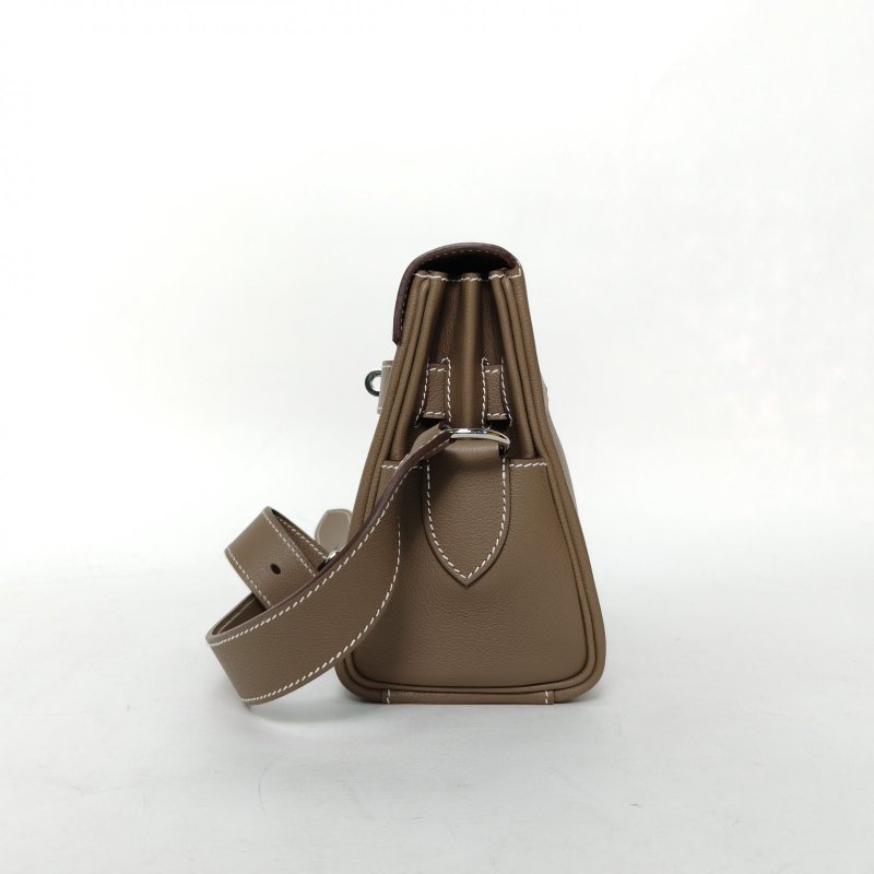 HERMES KellyMessengerPM小號2418大象灰EC皮W刻銀扣肩背包-3