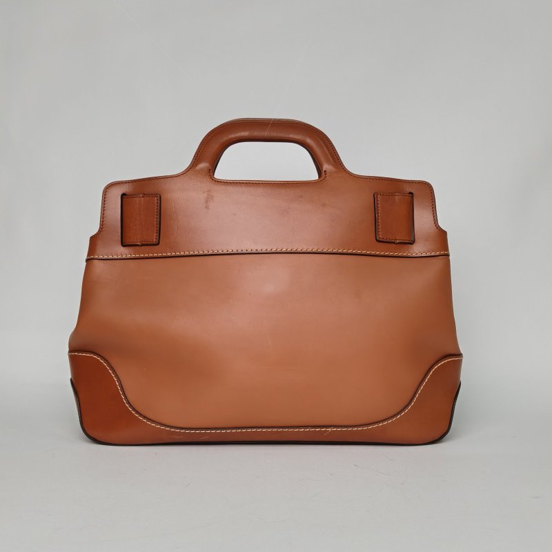 Salvatore Ferragamo 棕色牛皮金扣中古菲拉格慕經典馬蹄扣托特包手提包配可拆卸肩帶肩背包-2