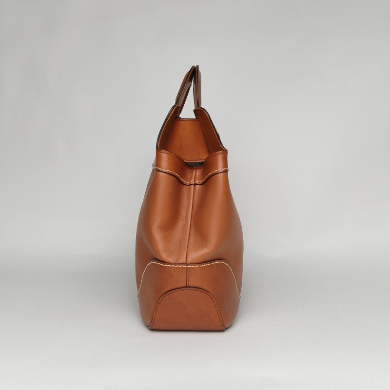 Salvatore Ferragamo 棕色牛皮金扣中古菲拉格慕經典馬蹄扣托特包手提包配可拆卸肩帶肩背包-3