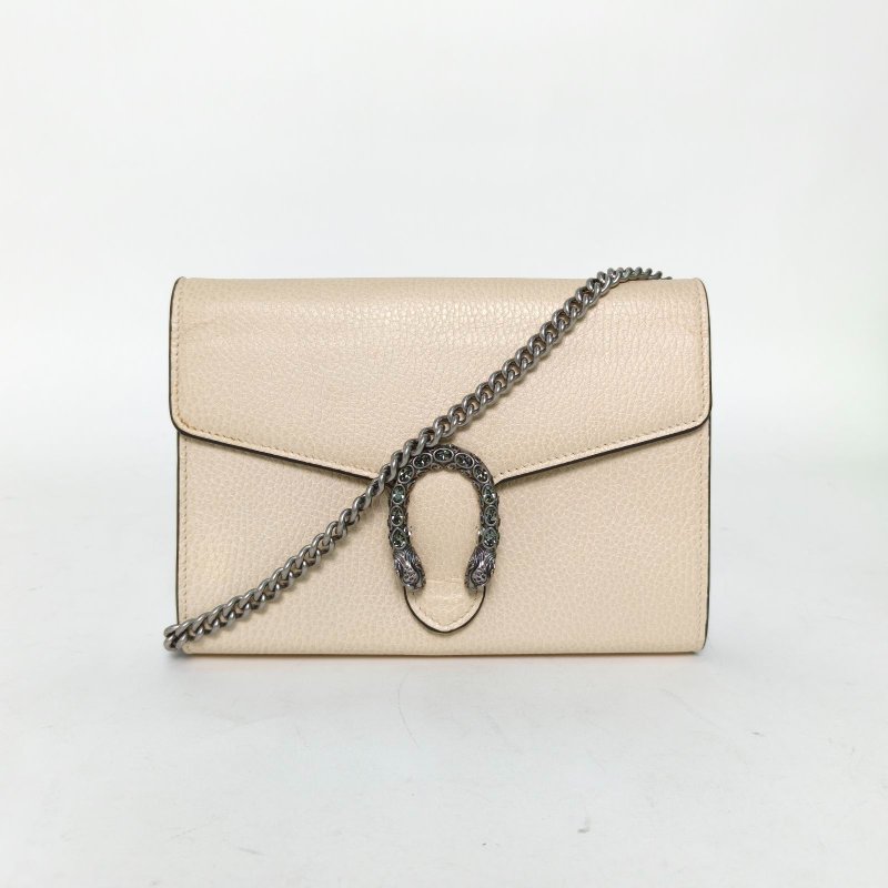 GUCCI Dionysus酒神Woc鑽扣米白色牛皮鑽扣肩背包-0