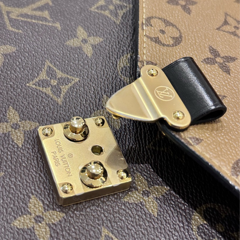 LV LOUIS VUITTON Pochette Metis 拼色老花翻蓋腋下包郵差包 塗層帆布拼牛皮飾邊 單肩手提包 花色-5