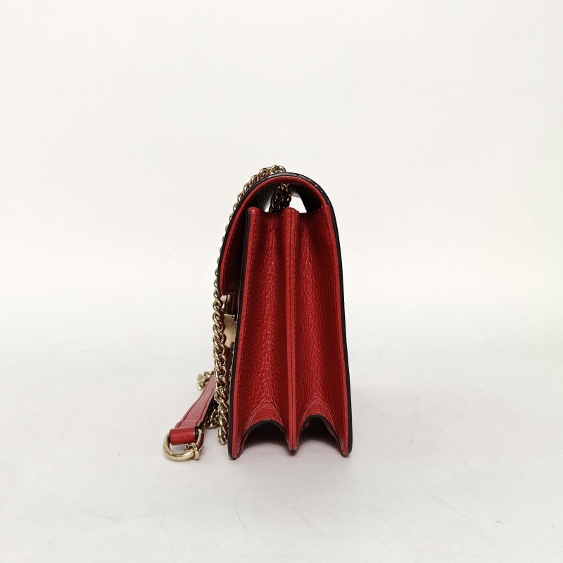 GUCCI Interlock風琴包小號20紅色牛皮金扣肩背包-1