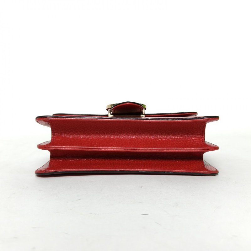 GUCCI Interlock風琴包小號20紅色牛皮金扣肩背包-4