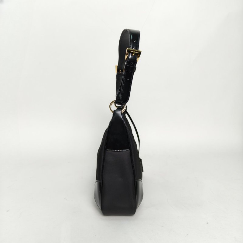 PRADA 黑色牛皮尼龍三角標新款hobo腋下包單肩包/肩背包-3