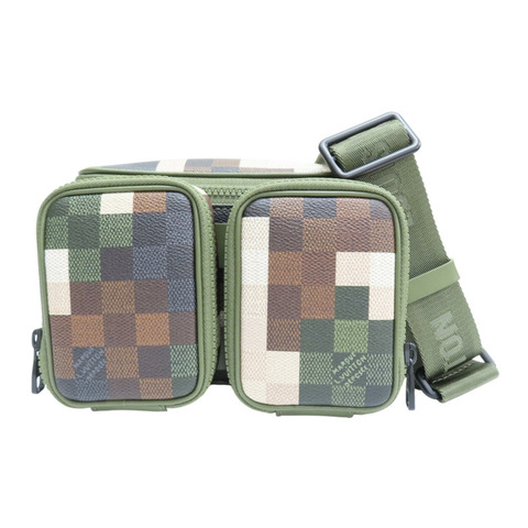 綠色 迷彩棋盤格帆布 Trail Wearable Wallet 肩背包【LOUIS VUITTON LV 路易威登】 M83169