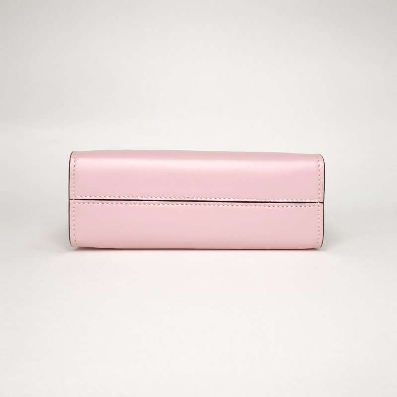 PRADA 粉色牛皮大logo浮雕款設計皮革手提托特包小號肩背包-4