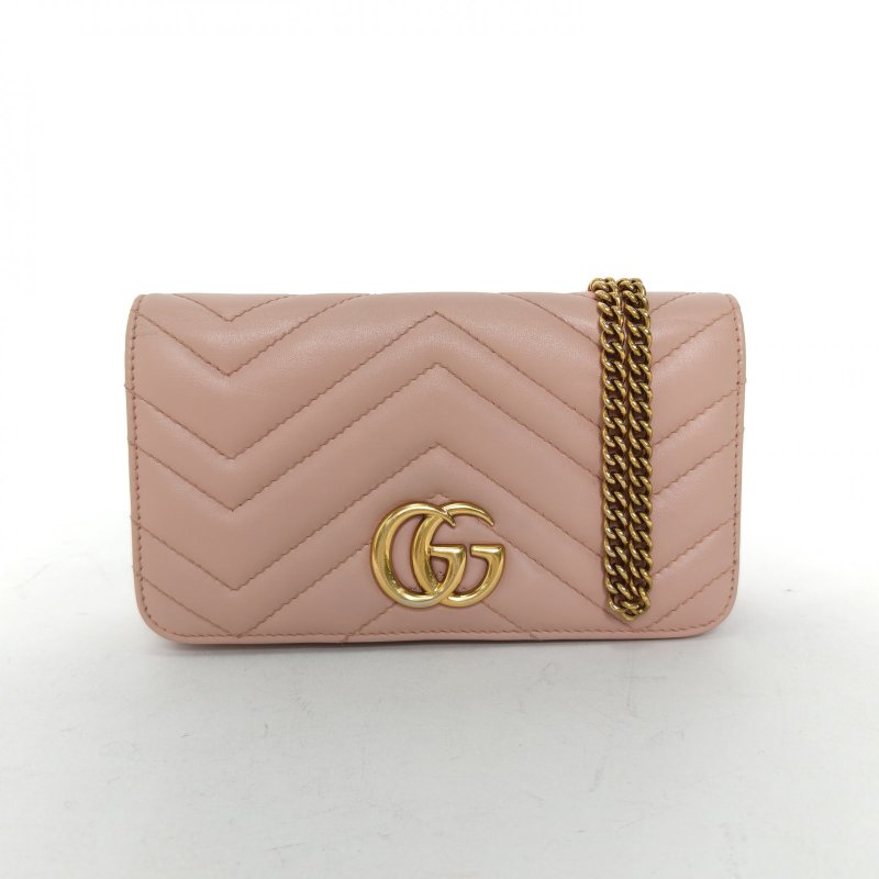GUCCI GGMarmontWoc18.5粉色牛皮金扣肩背包-0