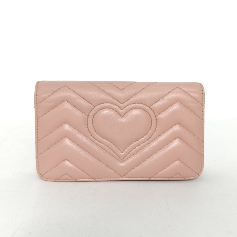 GUCCI GGMarmontWoc18.5粉色牛皮金扣肩背包-2