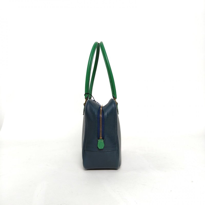 HERMES Plume迷你手提包217P普魯士藍Epsom皮圈Z金扣肩背包-1