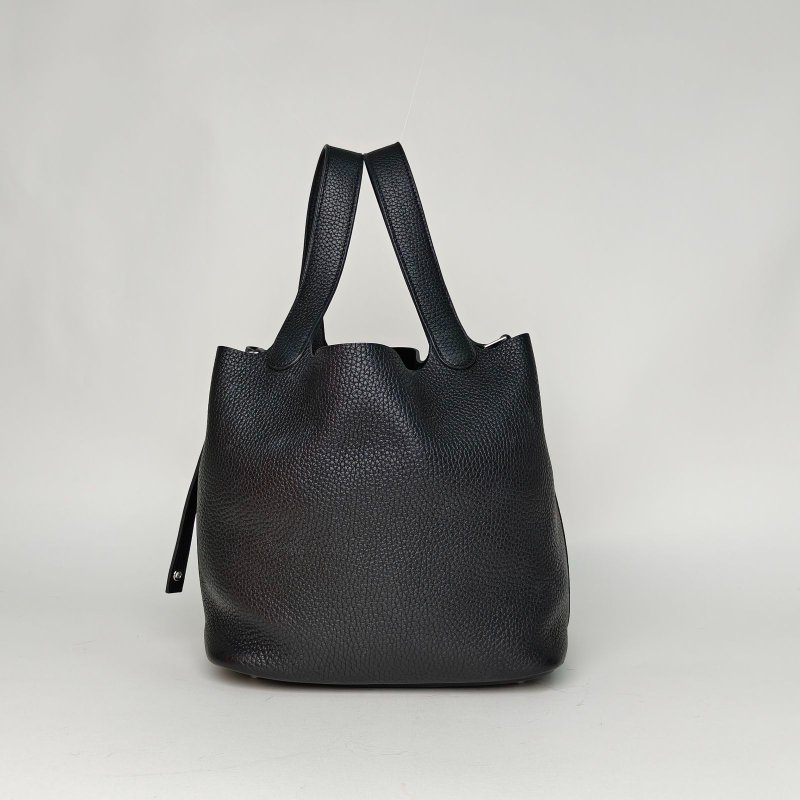 HERMES Picotin菜籃子2289黑色TC皮Z刻銀扣肩背包-1