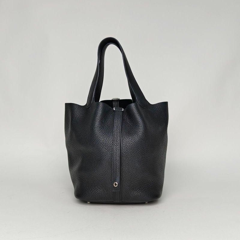 HERMES Picotin菜籃子2289黑色TC皮Z刻銀扣肩背包-2