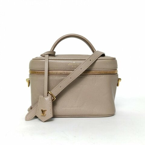 LOUIS VUITTON Vanity化妝包小號19灰色牛皮金扣2020肩背包