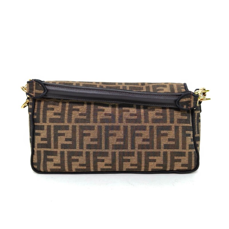 FENDI Baguette法棍包中號老花帆布金扣肩背包-2