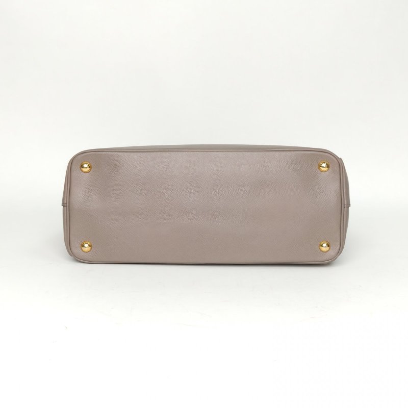 PRADA 灰色牛皮金扣Galleria殺手包手提款肩背包-4