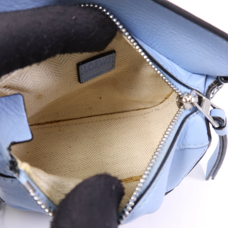 LOEWE 羊皮皮革Nano Puzzle銀扣鏈帶手挽肩背兩用袋-4