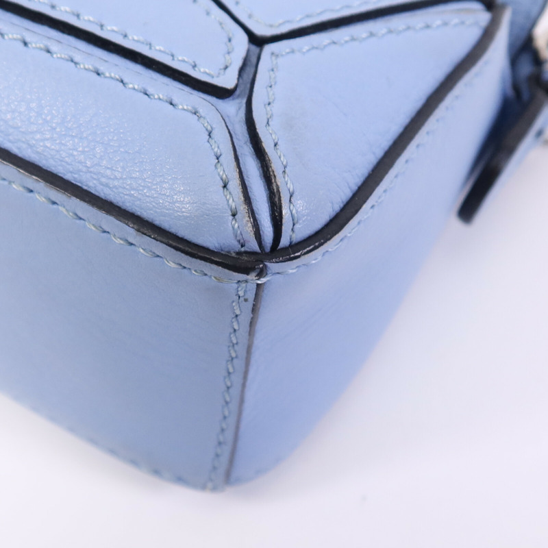 LOEWE 羊皮皮革Nano Puzzle銀扣鏈帶手挽肩背兩用袋-9