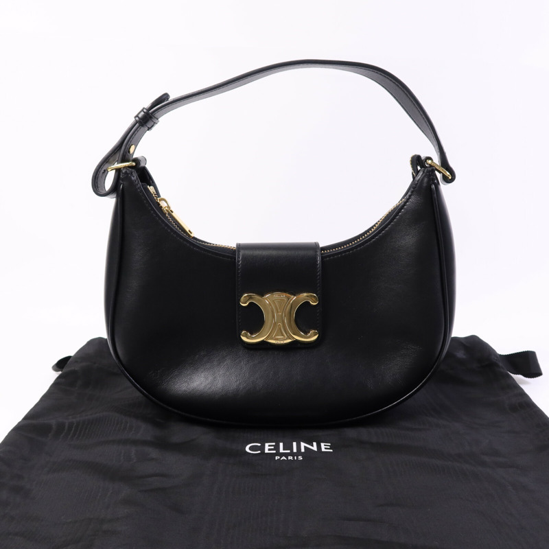 CELINE 牛皮皮革Ava Medium金扣肩背袋-8
