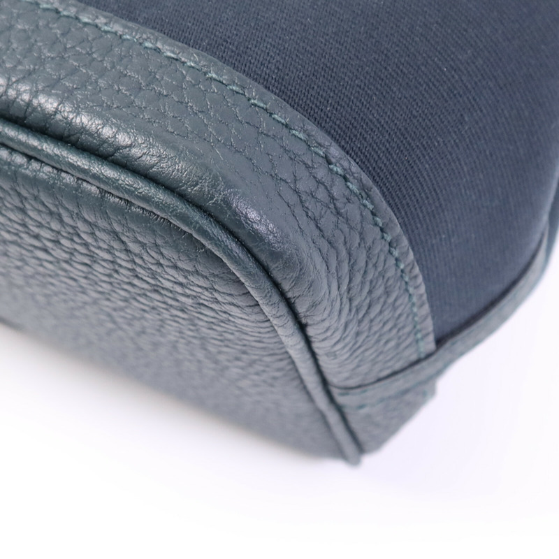 HERMES 帆布Garden Party TPM銀扣手挽袋Vert Cypres/Vert Olive-9