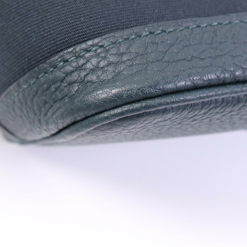 HERMES 帆布Garden Party TPM銀扣手挽袋Vert Cypres/Vert Olive-10